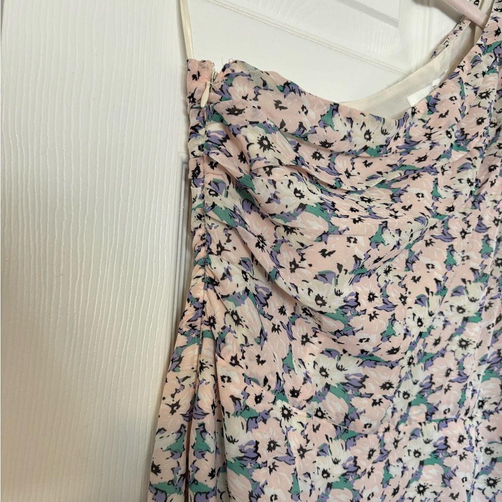 Astr One-Shoulder Floral Dress - White and Blue - Picture 11 of 14